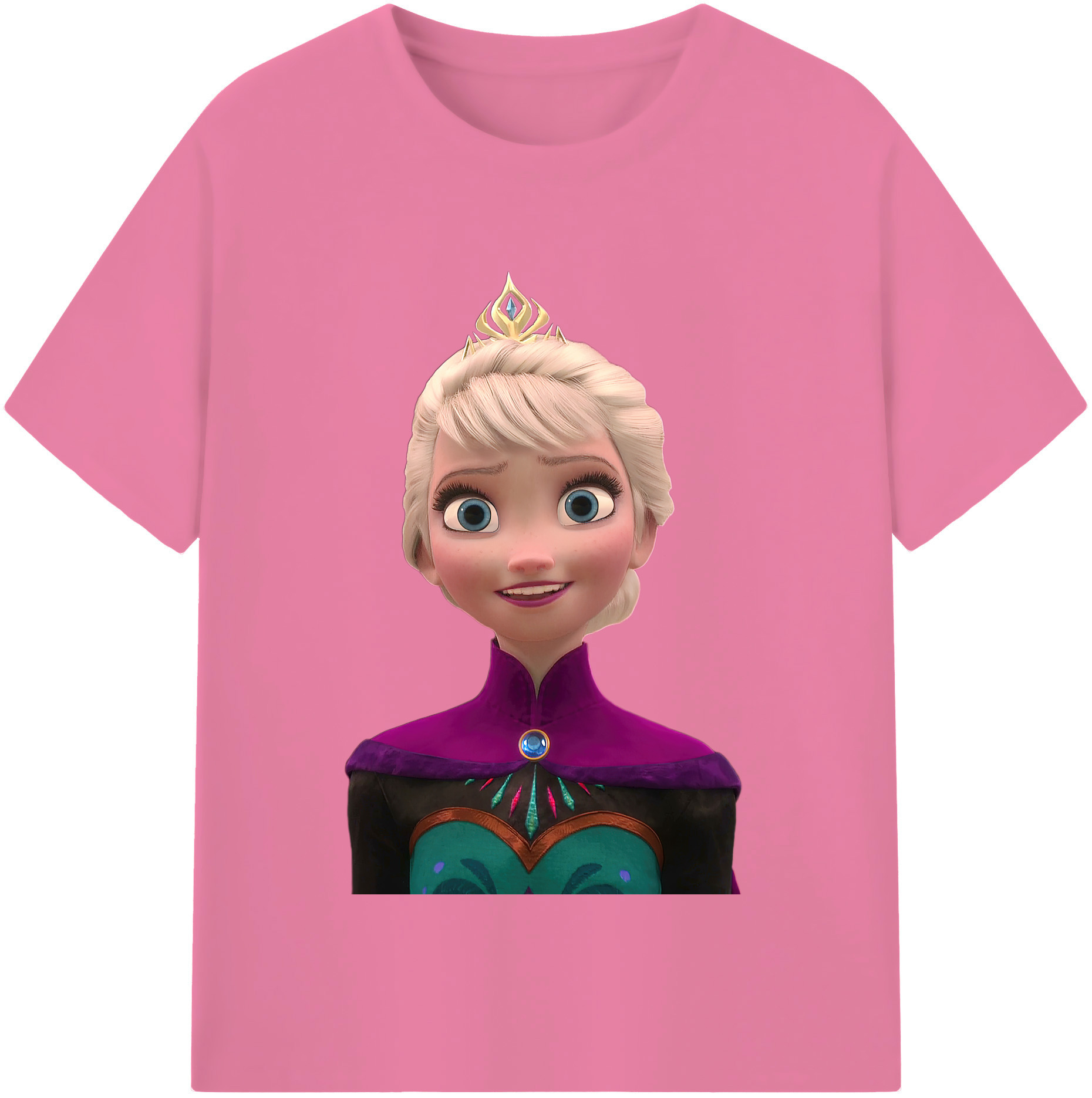 （画像用） アナと雪の女王 アンナ エルサ Frozen Anna Elsa 綿100％半袖Tシャツ（フロントプリント）
